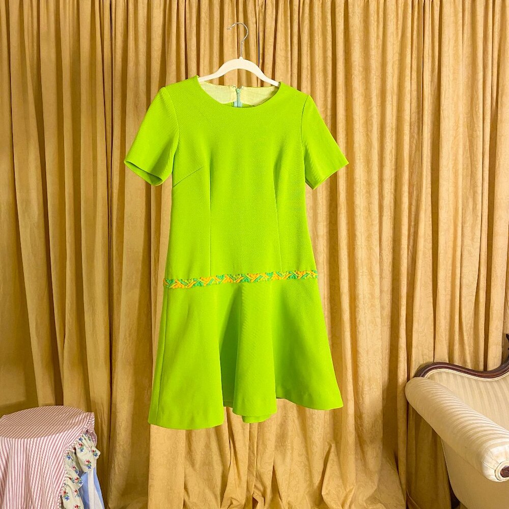 Vintage green dress . Handmade bright green vintage 60's mod mini dress